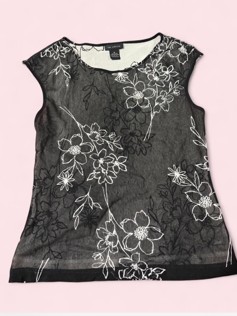 The Limited Black Floral Sheer Camisole